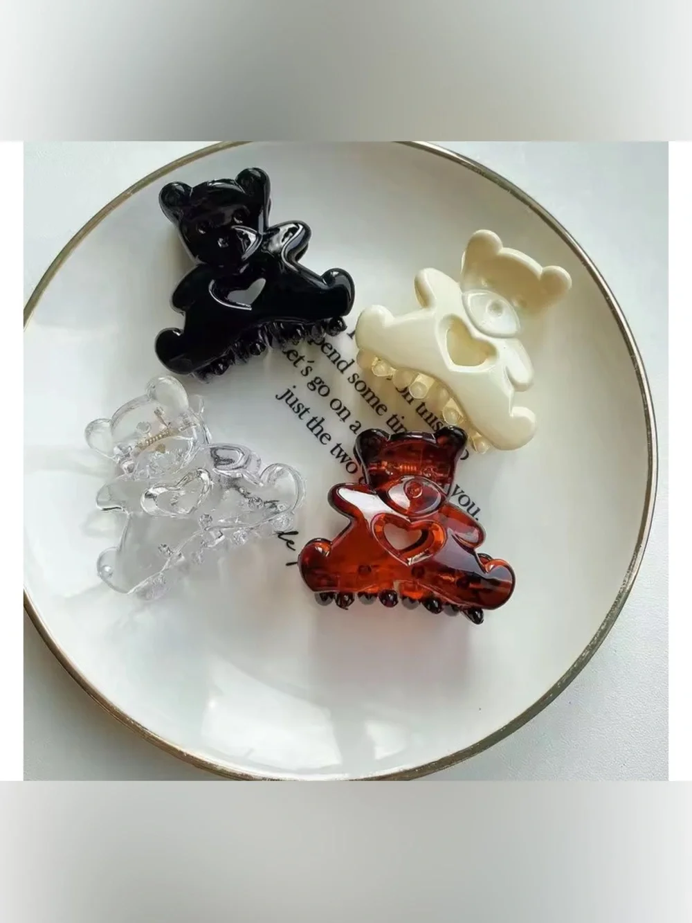 Korean Cute Aesthetics Teddy Bear Hair Claws Clip Set of 4